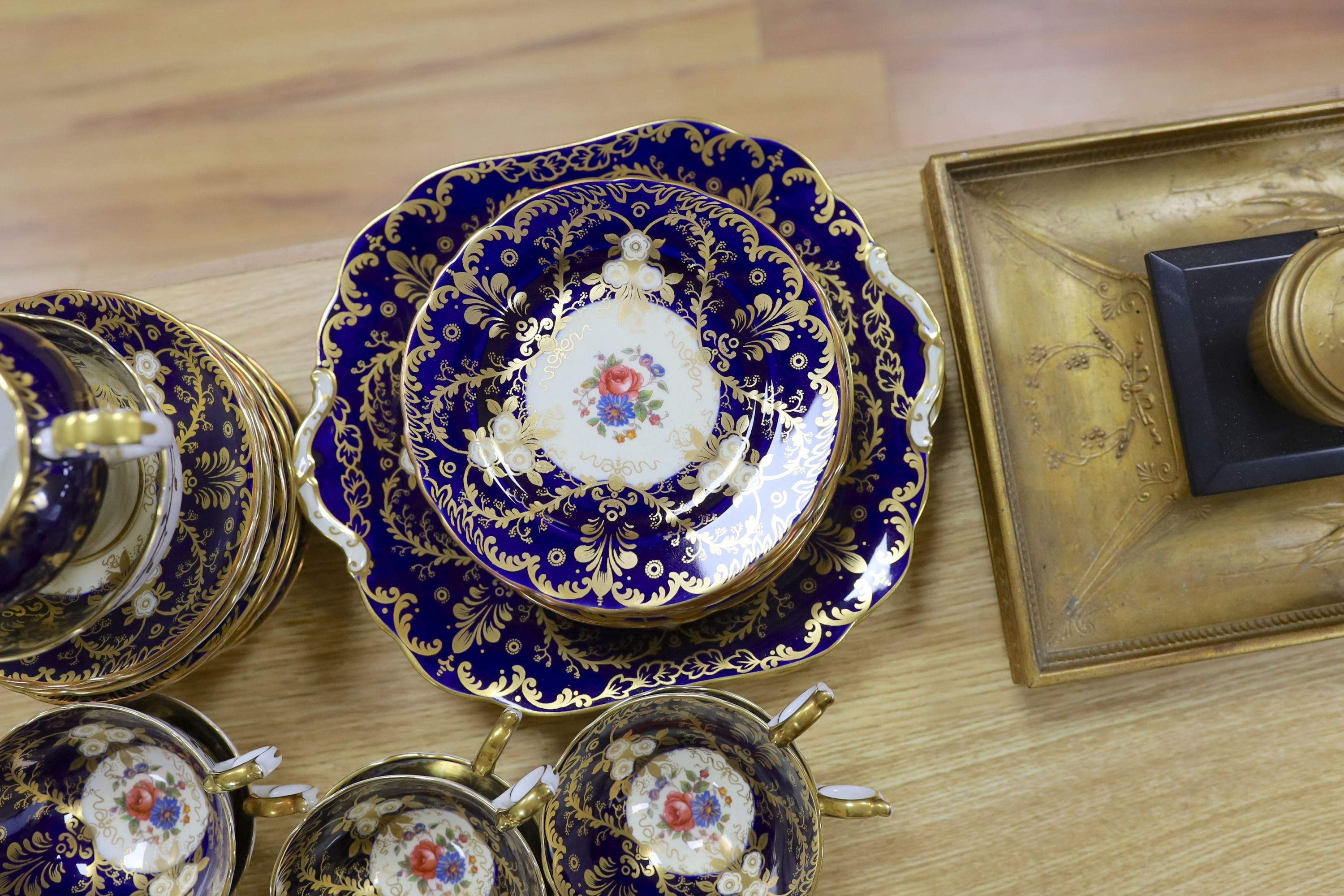 An Aynsley Royalty deco tea set and a Noritake dish